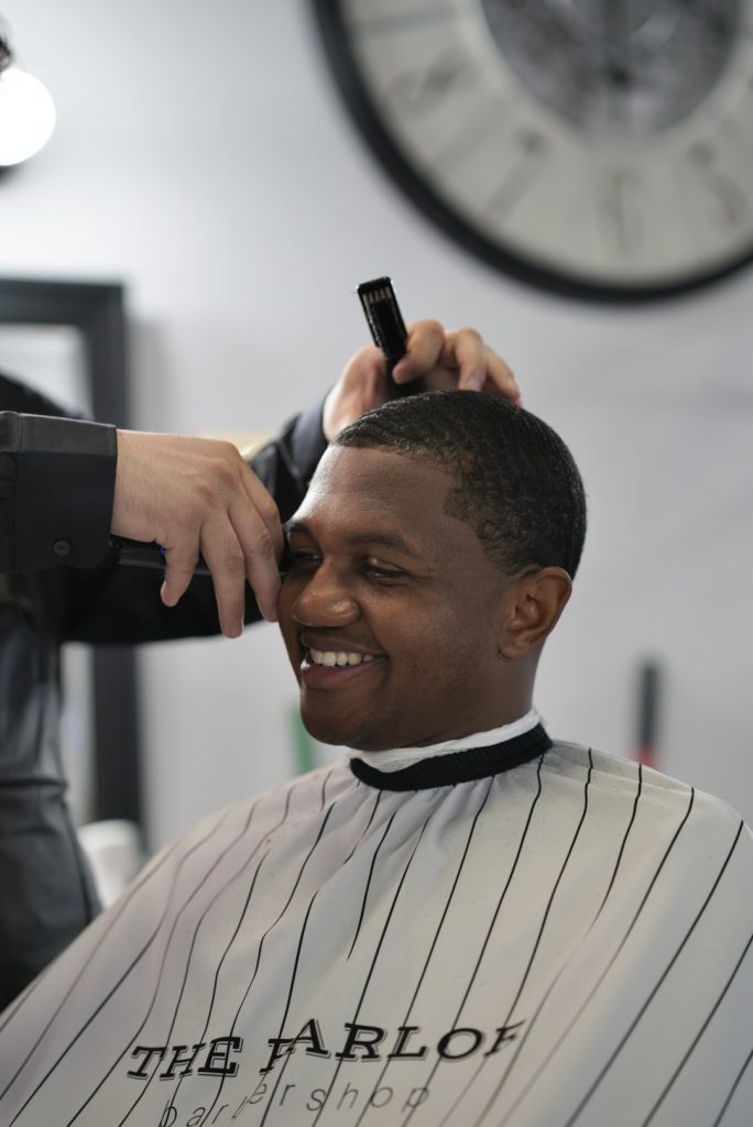 Waves and taper fade by Damian at The Parlor Barbershop
